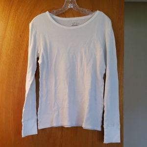 Women's Long Sleeve White W/Silver Thread Shirt